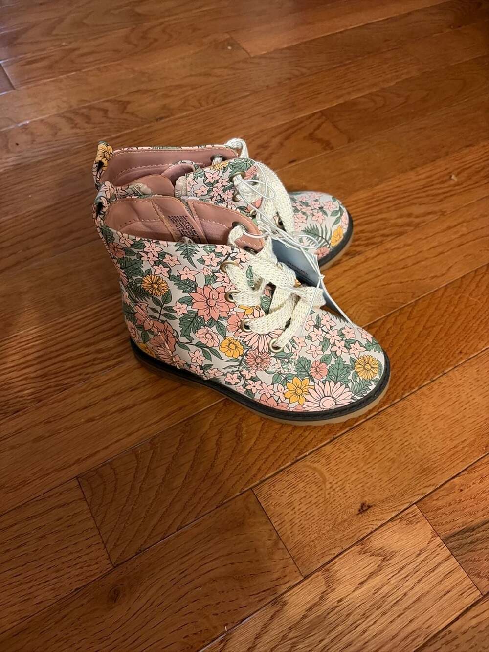 Cat & Jack Floral Combat Boots Size 8
